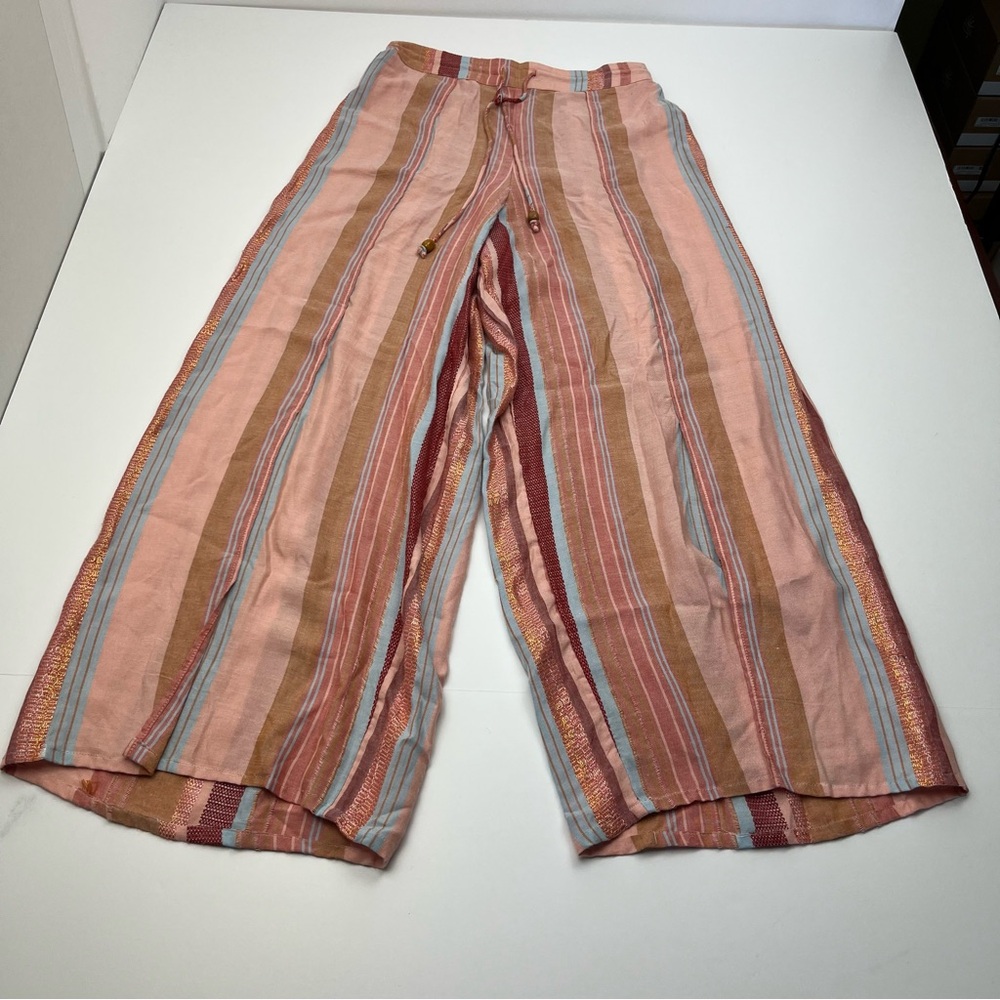 L*Space Women Stripe Pull-on Pant Size XS Wide Leg Split Opening No Material Tag